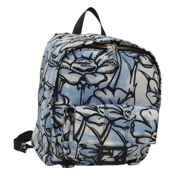 FENDI Backpack Nylon Light Blue Gold - Picture 1 of 13